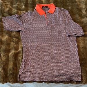 Bugatchi Men's Polo Shirt with Orange Collar